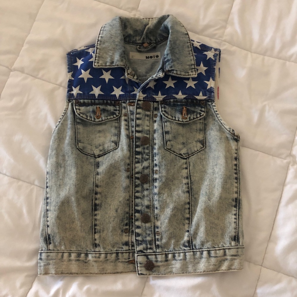 Topshop Moto American Flag Vest
